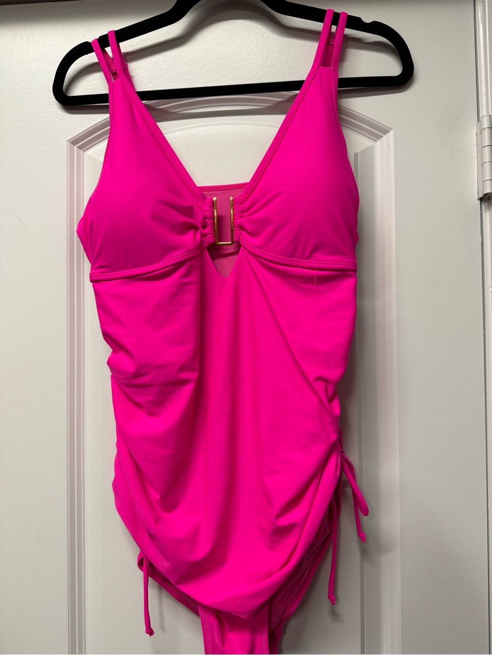 NWT BMJL Hot Pink One Piece Swimsuit | Ruched Sides Cutout | XL